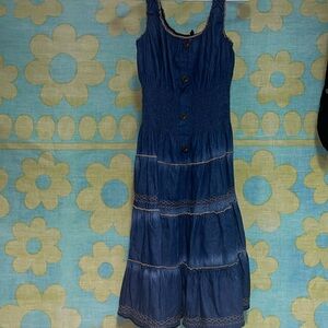Knee length denim dress